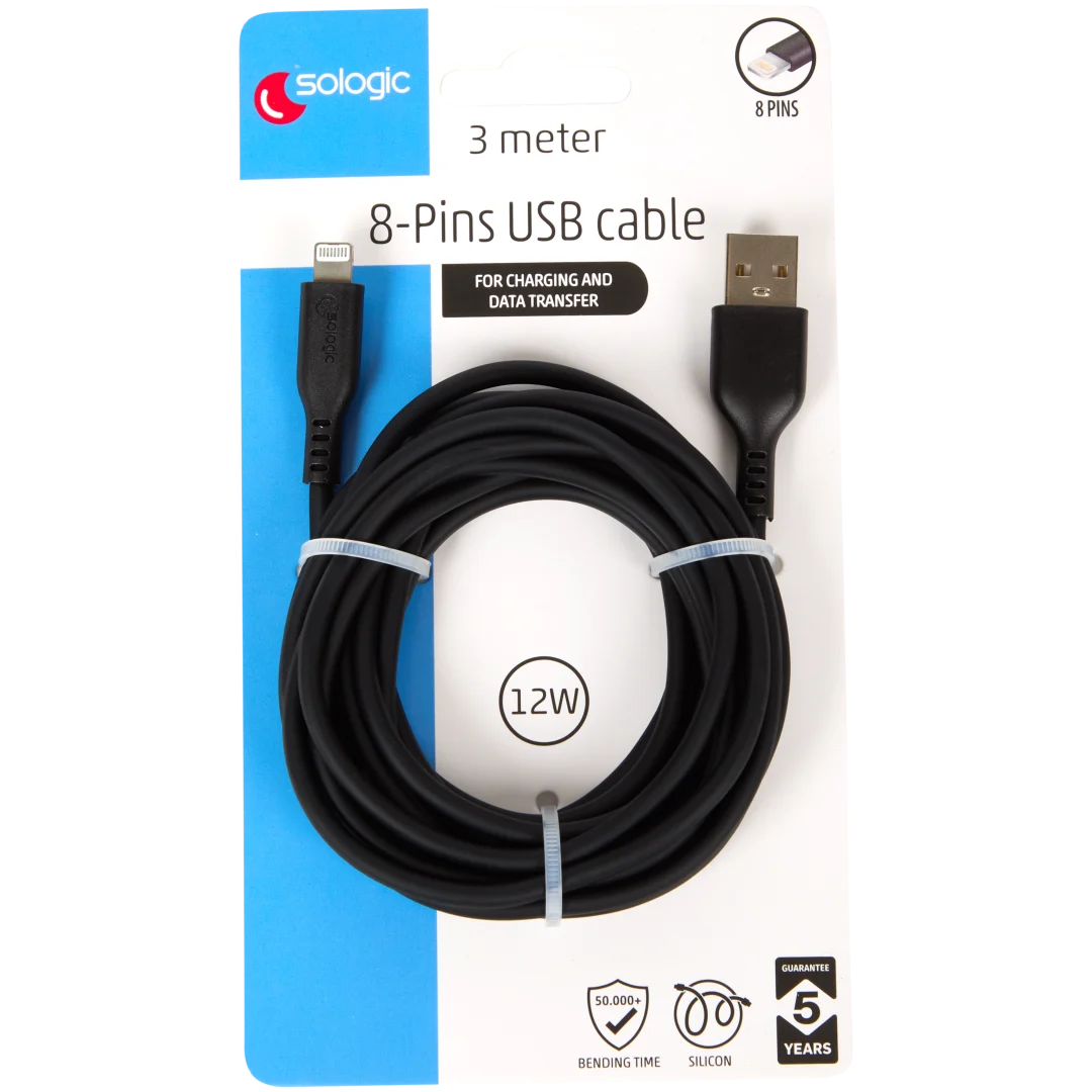 Câble de charge et de données en silicone Sologic 8 broches