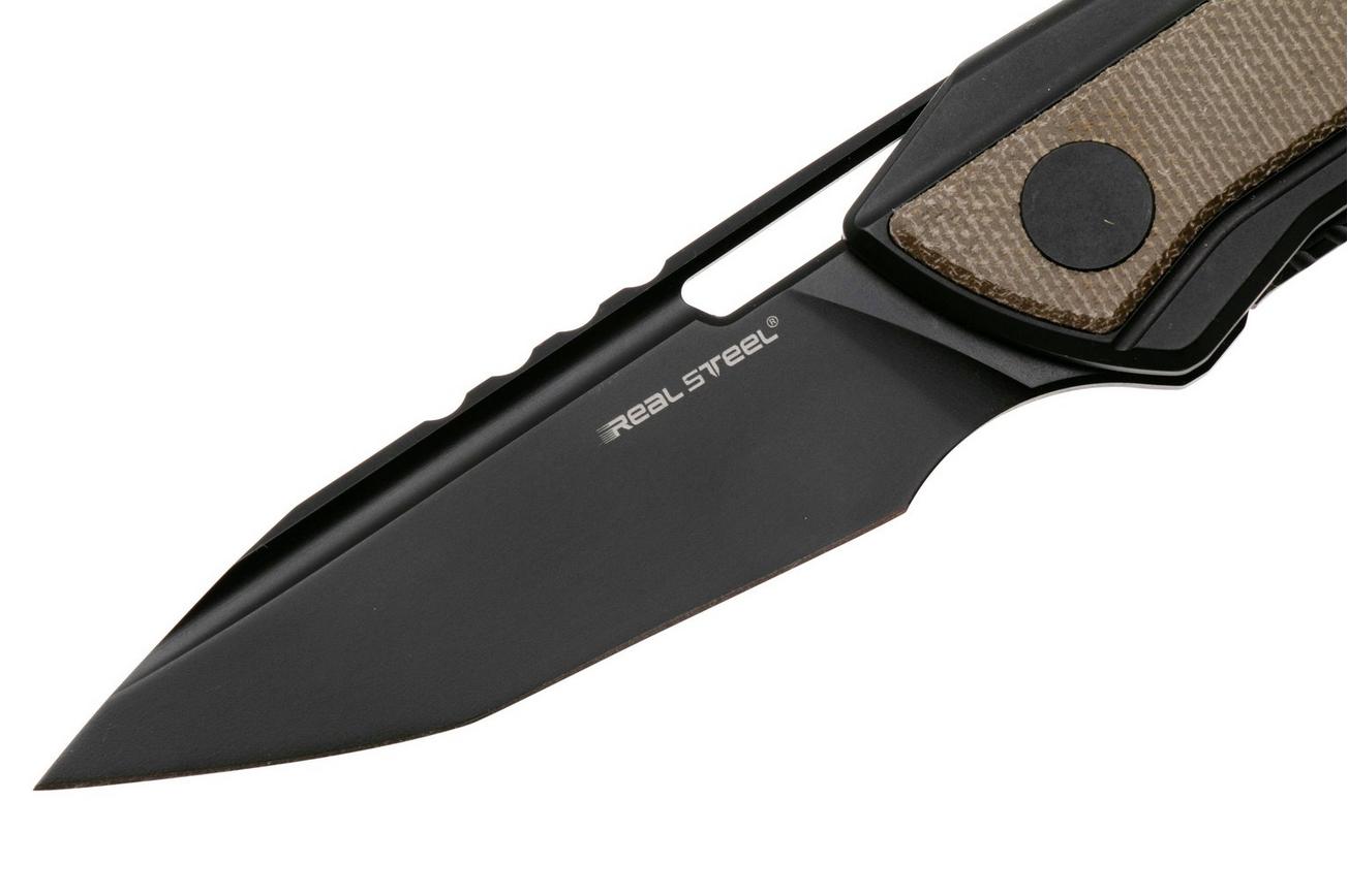 Real Steel Bullet 5221GM PVD S35VN, Black Titanium Green Micarta Inlay, zakmes