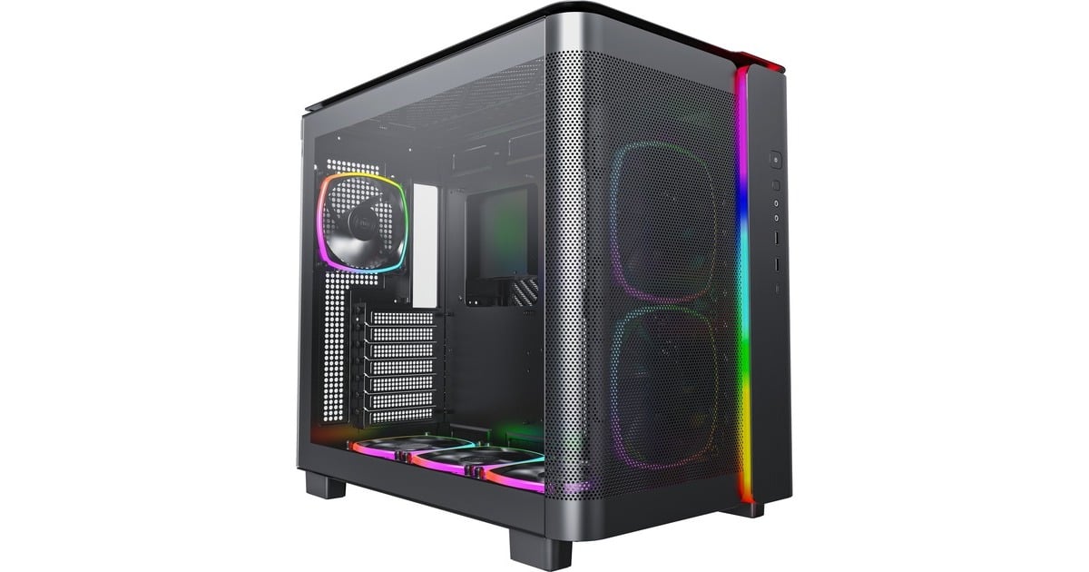 MontechKING 95 PRO midi tower behuizing  (Zwart | 2x USB-A | 1x USB-C | RGB | Tempered Glass)