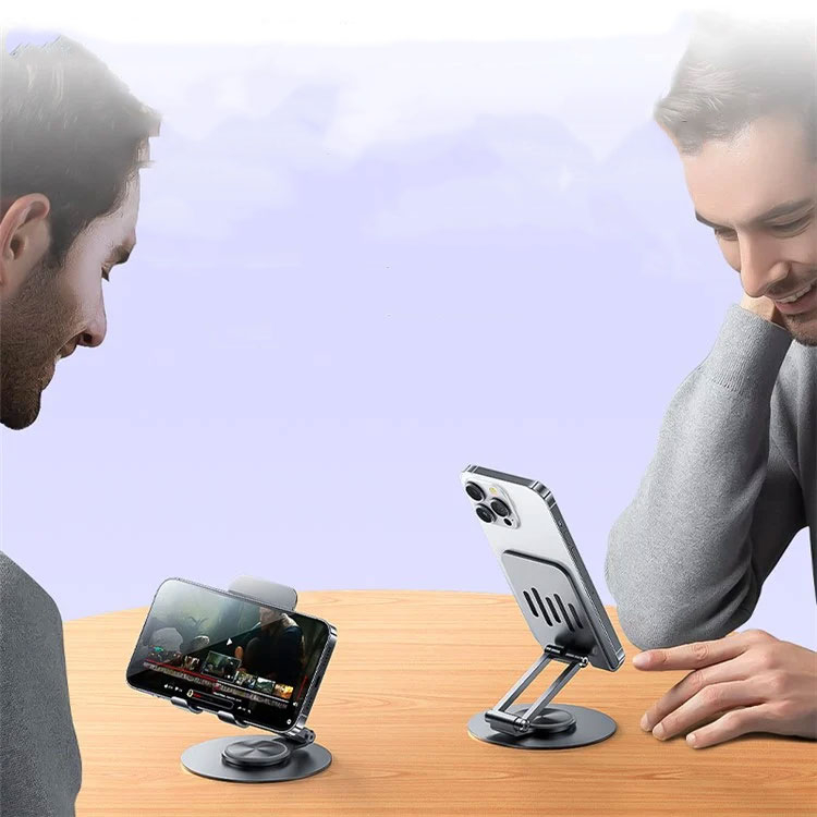 Universal Faltbare Aluminium Smartphone Tischständer Halterung mit 360° Rotation - Silber