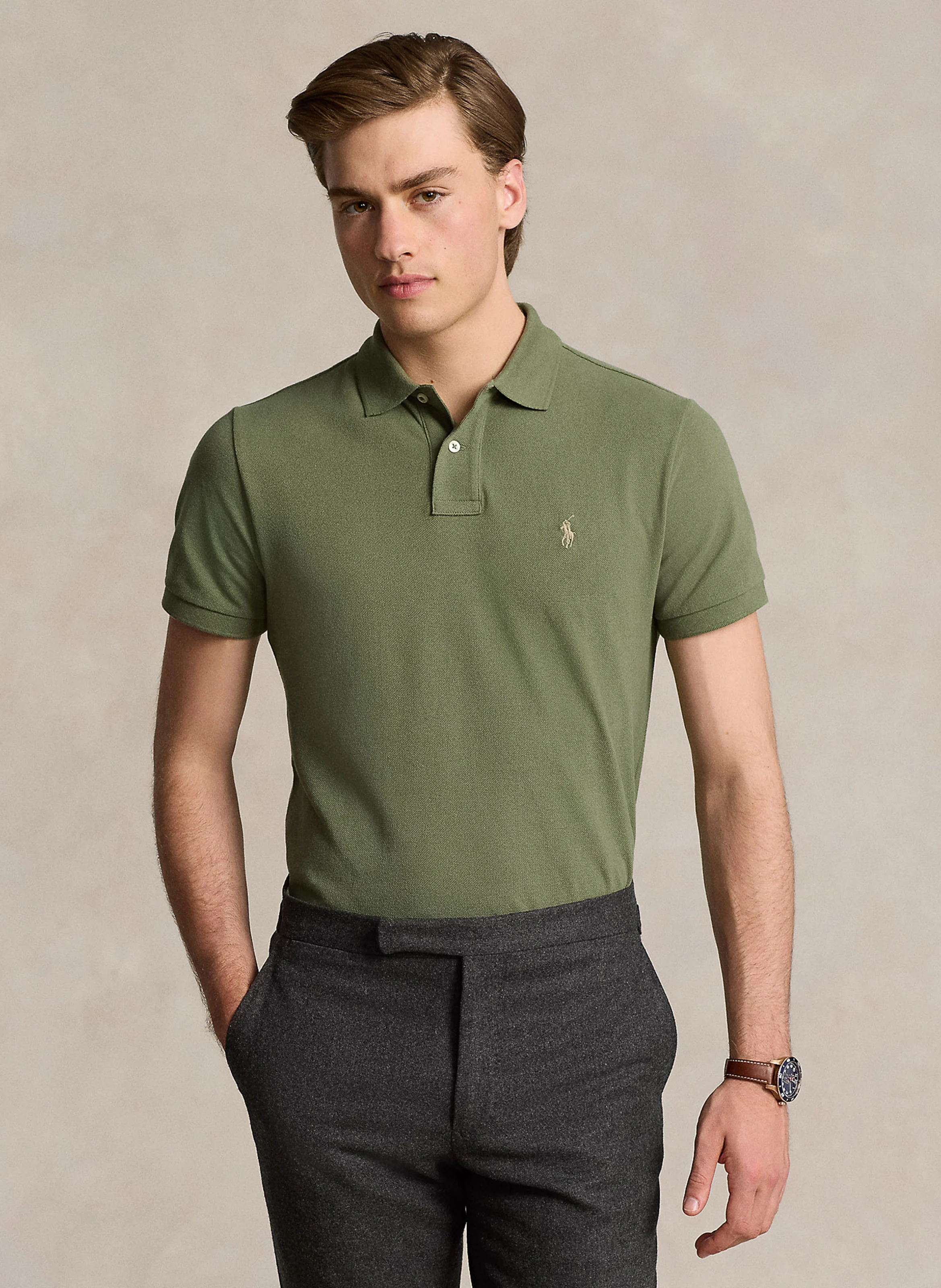 Polo custom-fit en coton piqué | Vert