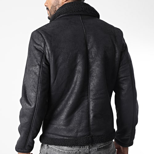 Veste Zippée Col Mouton Eagle Noir