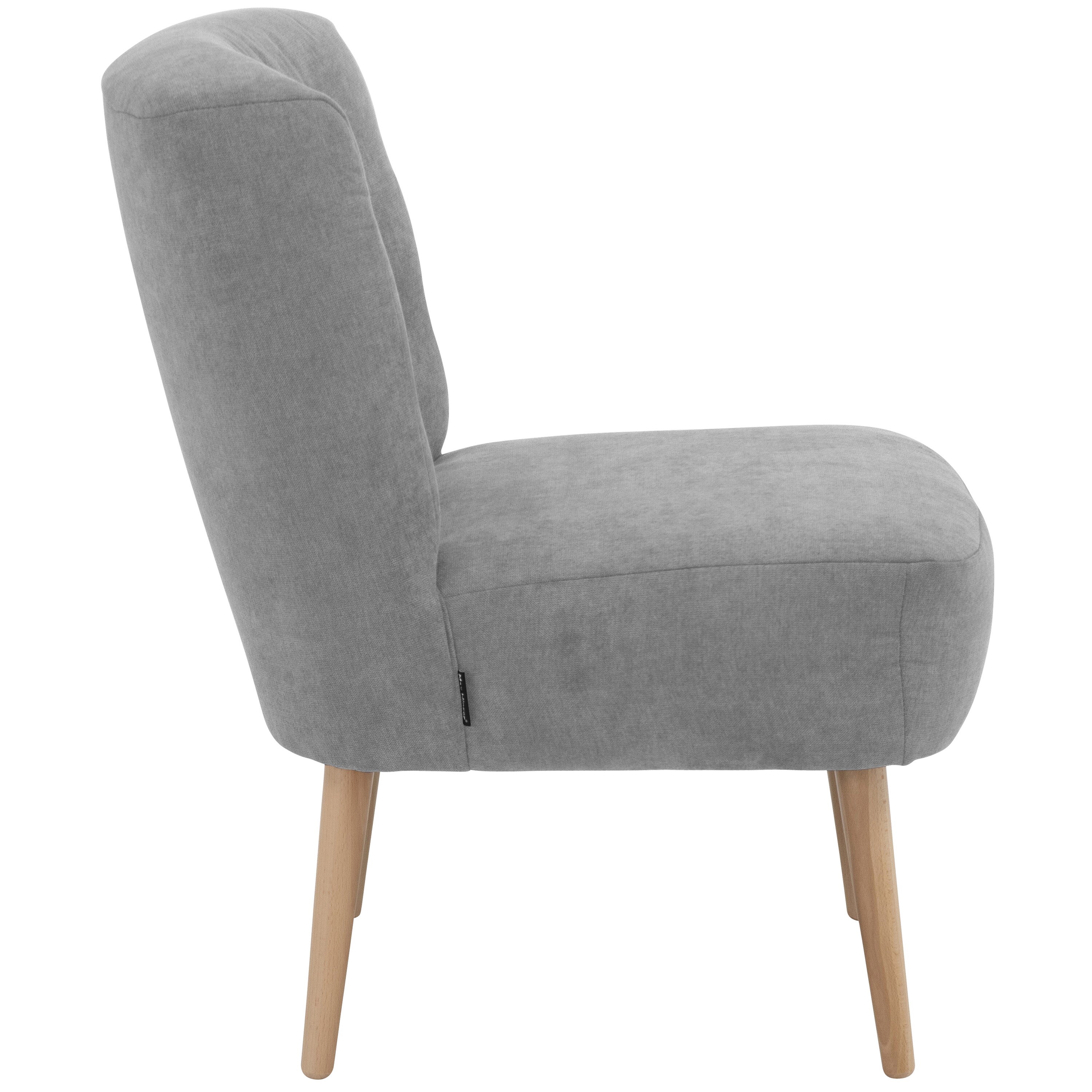 lovingHome® Sessel Fiola Velours hellgrau Polstersessel Stuhl Relaxsessel Füße Buche natur mittlere Sitzhärte