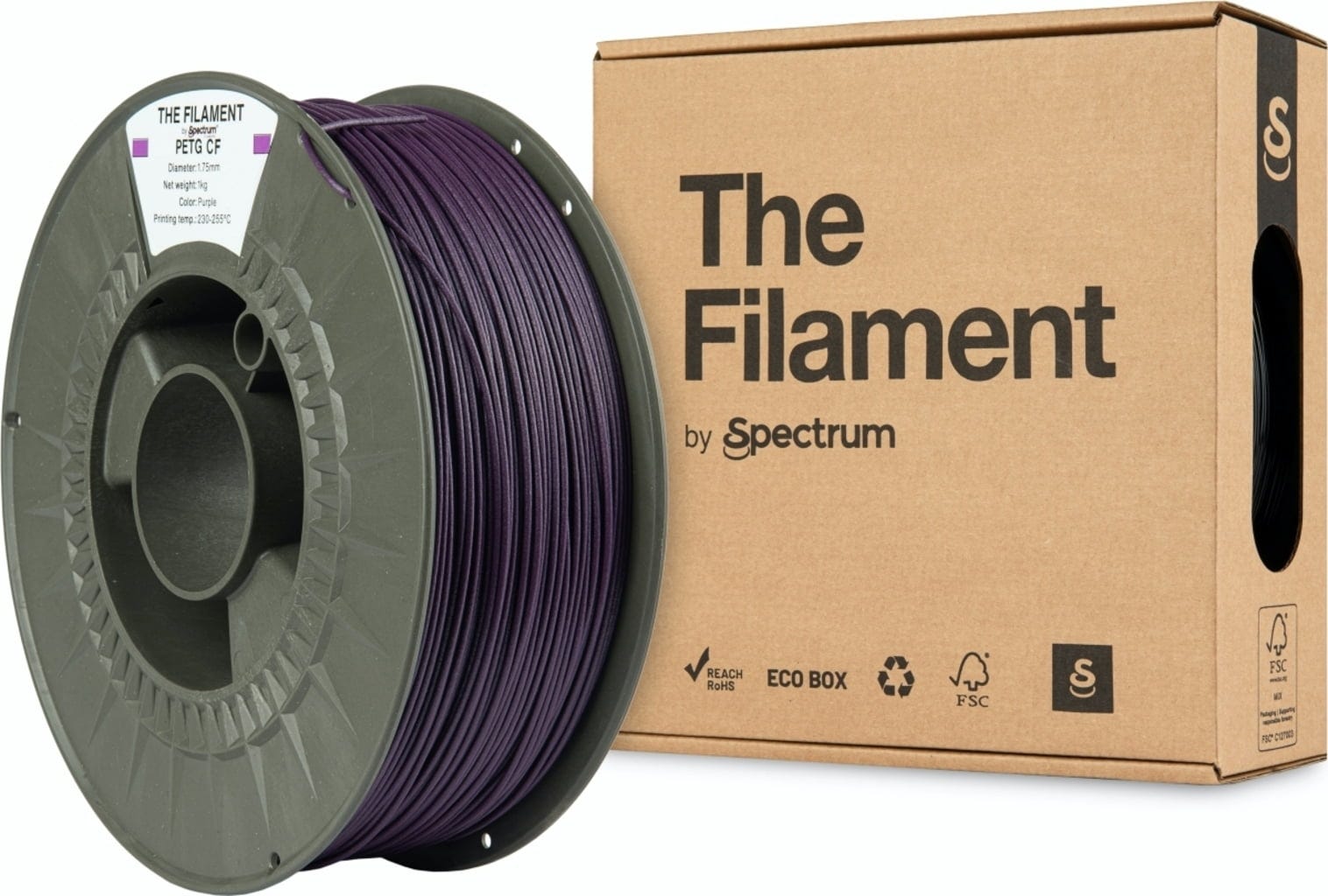 The Filament  PETG CF Purple, 1,75 mm / 1000 g    Mit 3 % Kohlefasern verstärktes PETG in Purple