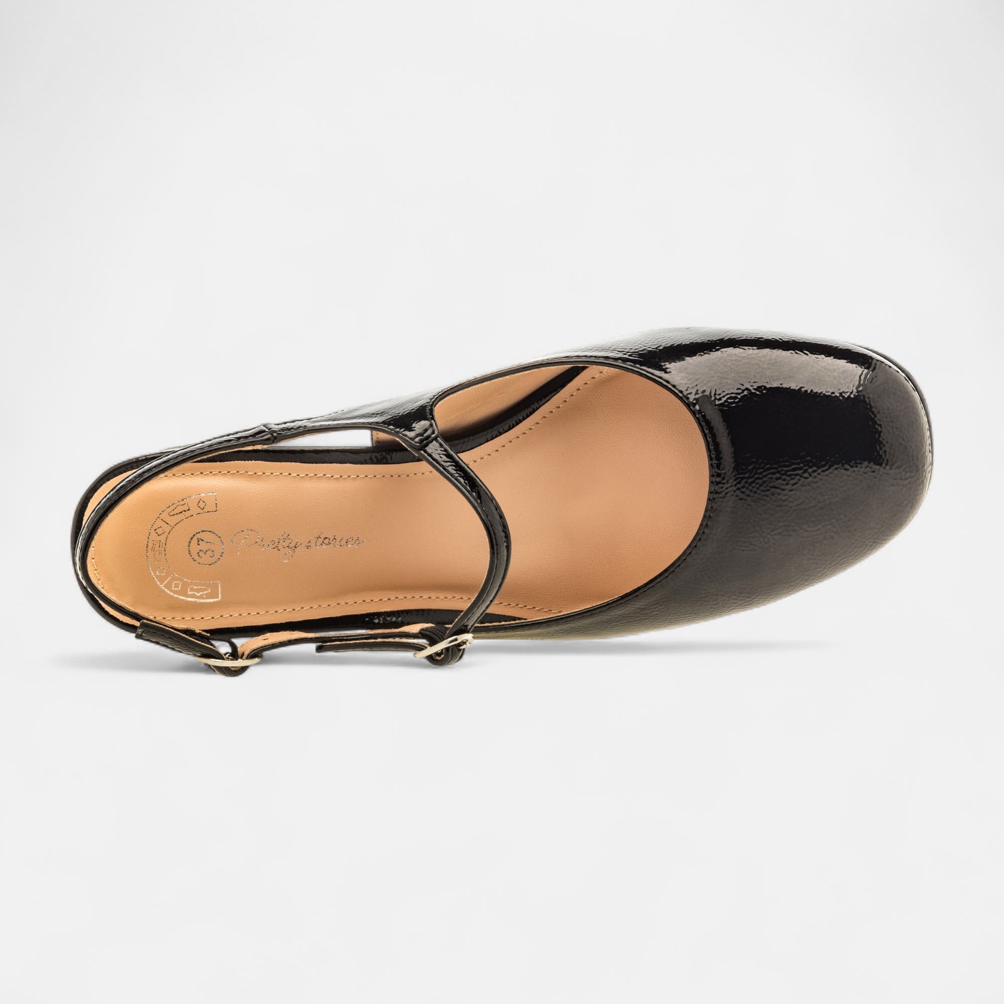 Escarpins avec bride arrière à talon Femme noir vernis