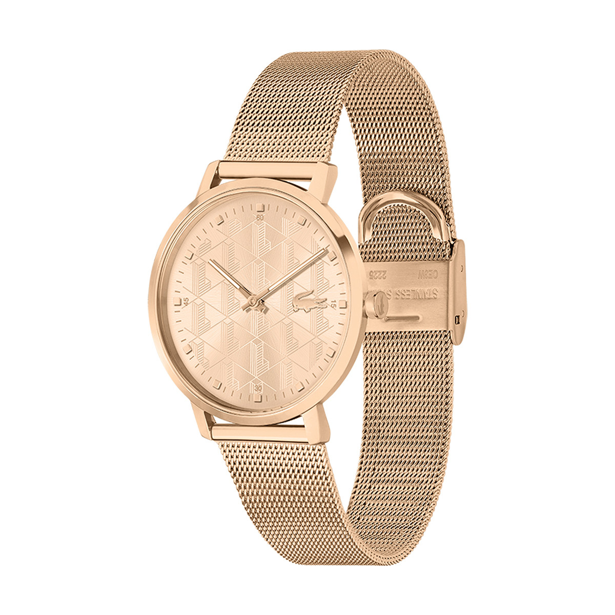 Montre LACOSTE crocorigin femme bracelet acier doré rose