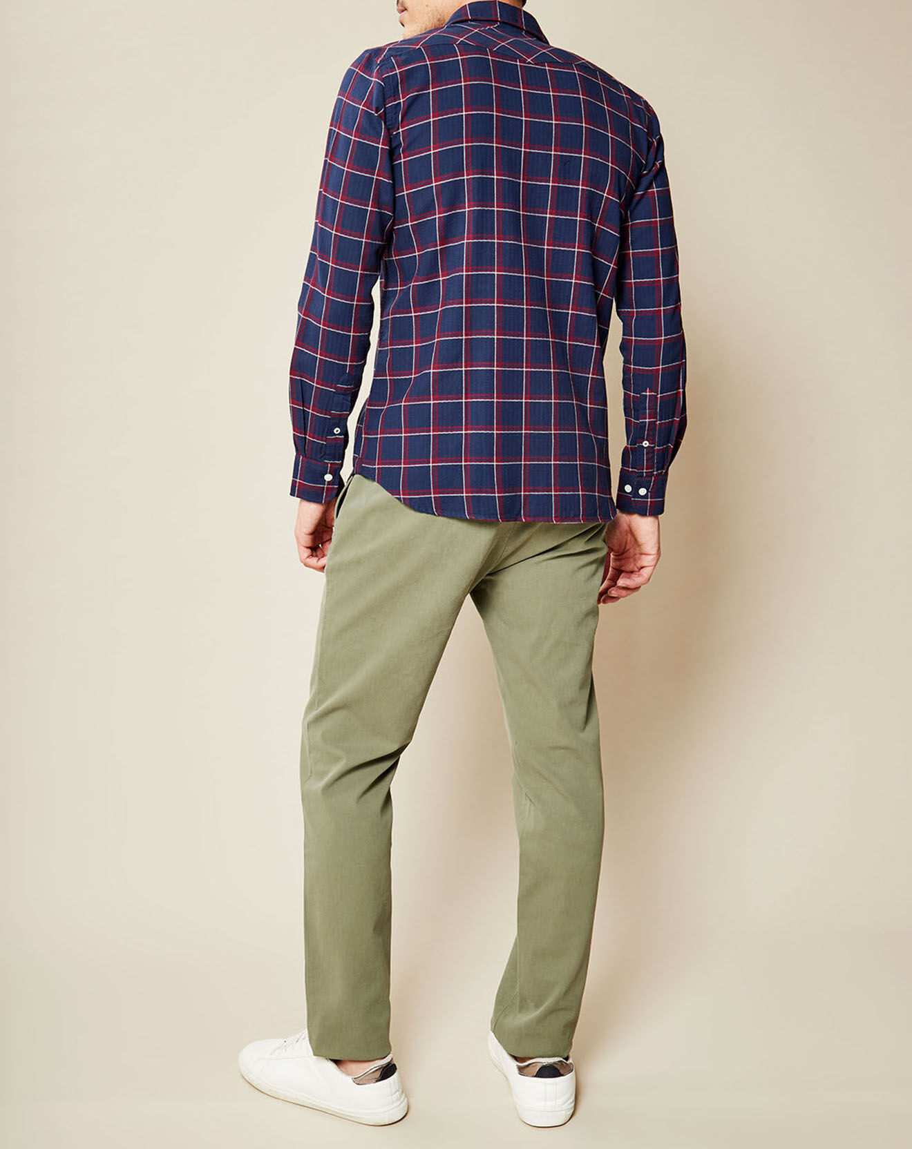 Hartford Chemise Slim Storm carreaux rouge/craie/marine
