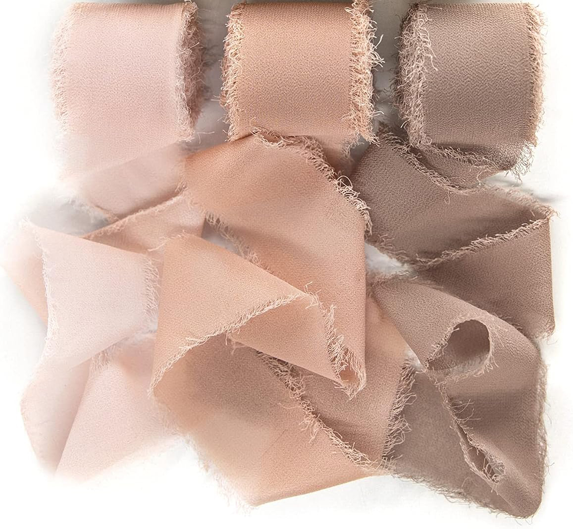 (3er Set) 4cmx5m Chiffon Geschenkband DIY Maschen Deko Band für Geburtstage / Hochzeiten / Taufe - Rosa / Braun