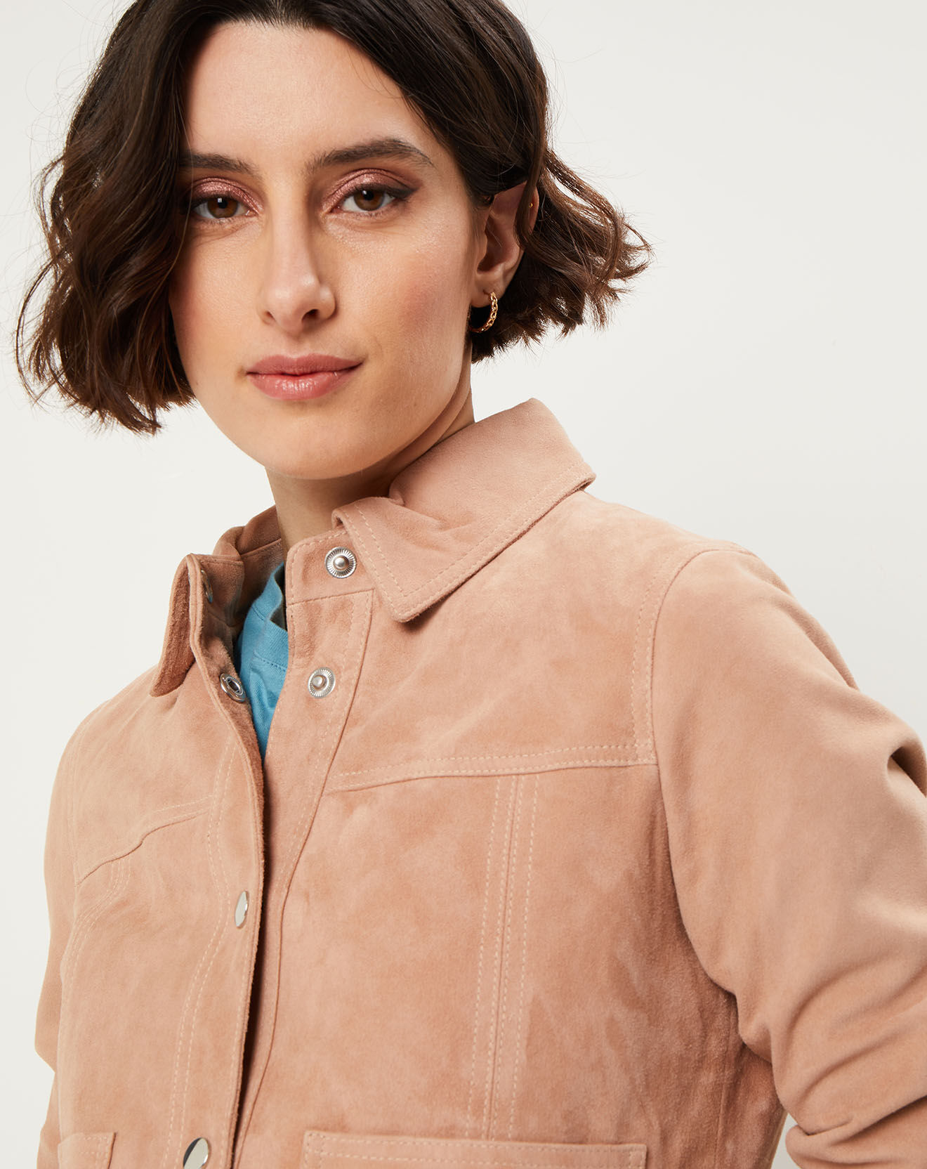 Caroll Veste en Velours de Cuir retourné Rhodes pêche