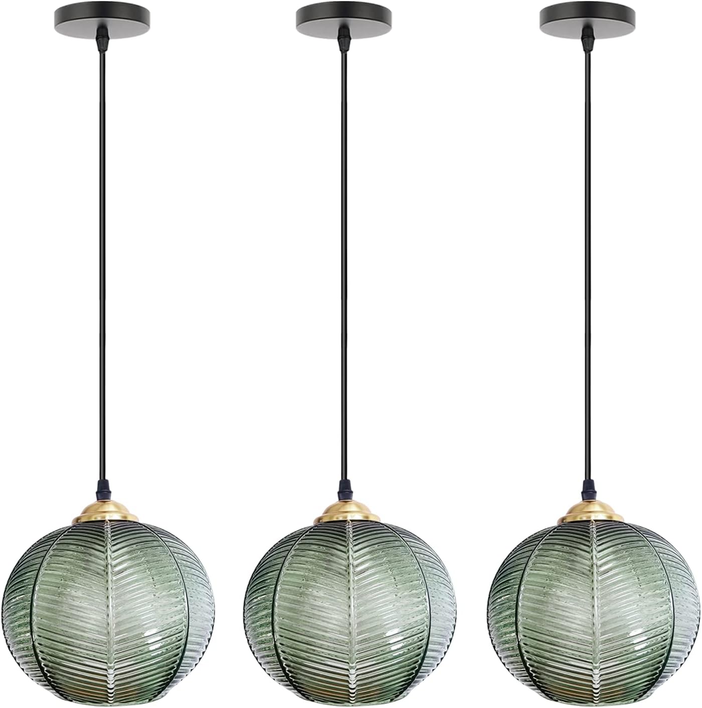 Pendelleuchte Glas Pendelleuchte Esstisch Grüne Hängelampe 3er Moderne Höhenverstellbar Pendellampe Grün Hängeleuchte Esszimmer Wohnzimmer Küche Bar Esszimmerlampe Hängend, E26(3Pack)