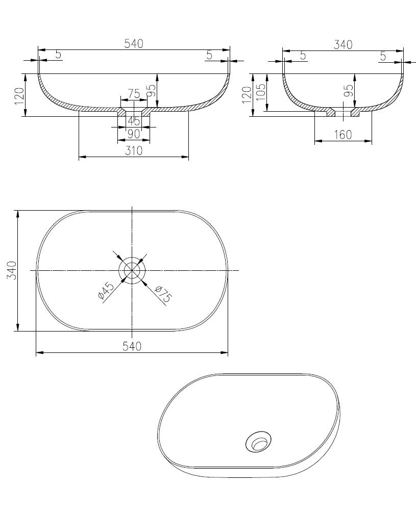 Best Design Transpa Clear waskom 54x34cm
