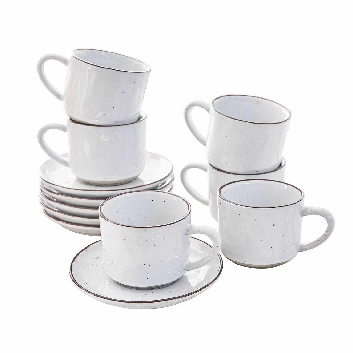 Espressotasse mit Untertasse 6er Set Biarré weiß