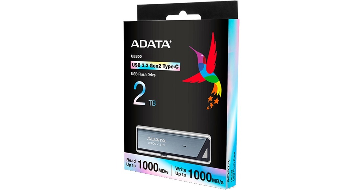 ADATAUE800 2.0 TB usb-stick  (Geborsteld aluminium, USB-C 3.2 (10 Gbit/s))