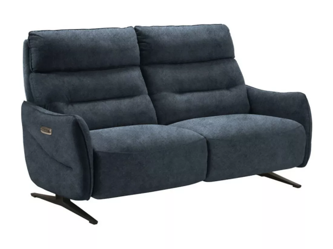 Canapé de relaxation en microfibre Kondonia-Couleur Bleu foncé-Système Electrique-3 places