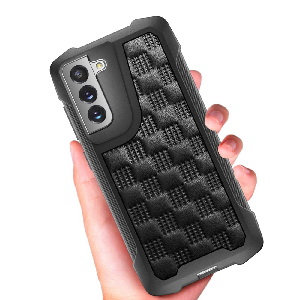 Samsung Galaxy S21 FE 5G Hybrid Hardcase Hülle Grip Design mit Air Cushion Fallschutz - Schwarz