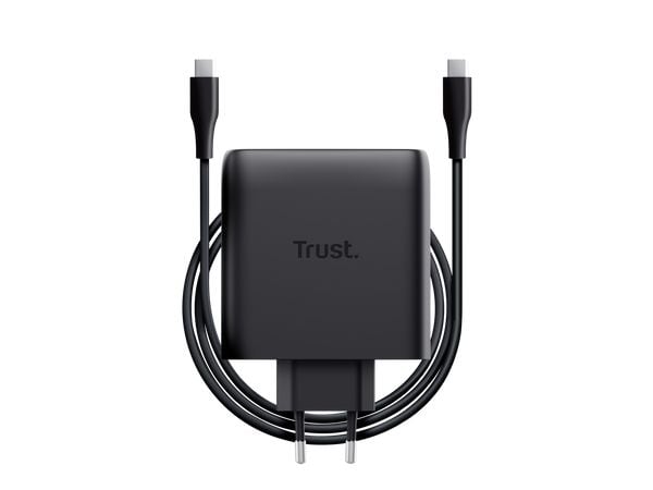 Trust Maxo USB-C-GaN-Ladegerät 100 W mit 2 Anschlüssen Schw GaN-Technologie mit Dual-Port-Ausgang und bis zu 100 W Ladeleistung