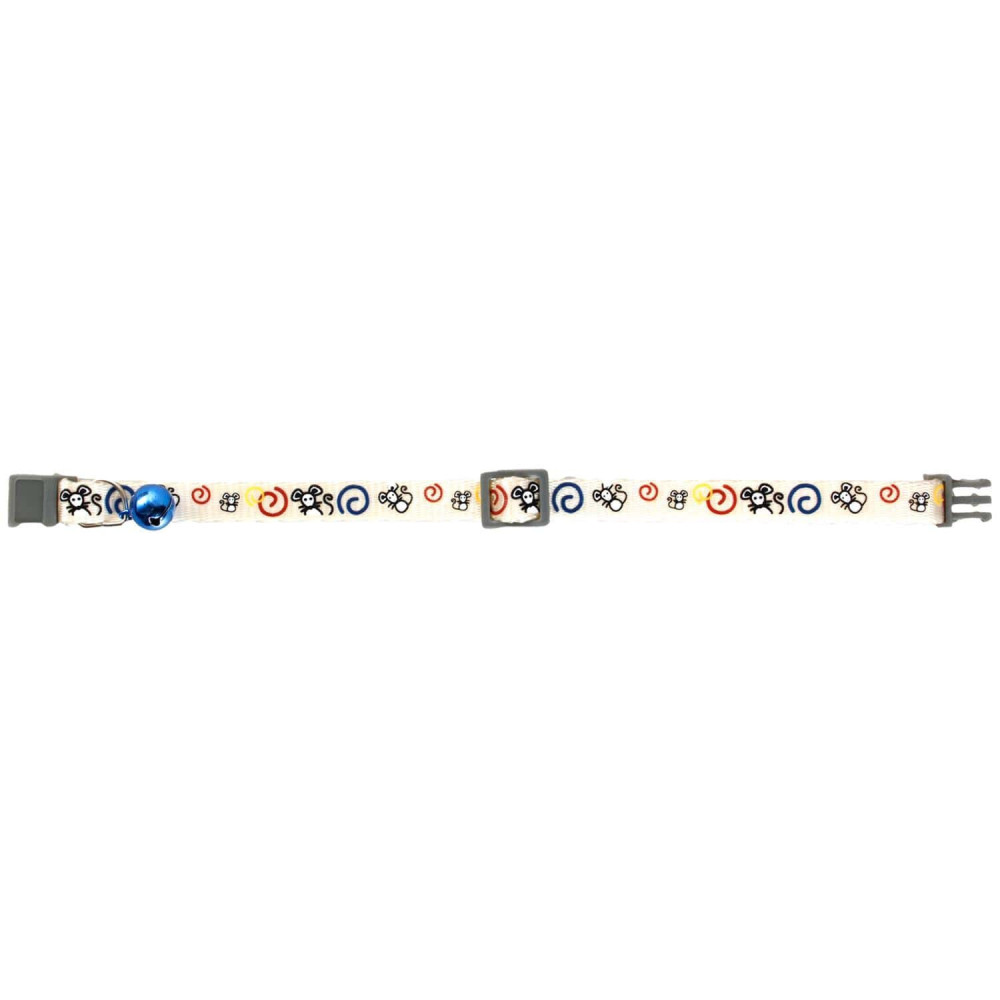 Collier réglable de 20 à 35 cm blanc avec motif souris pour chat