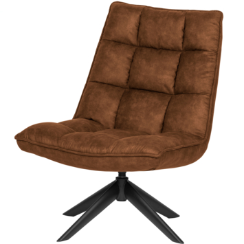 WOOOD fauteuil Jouke cognac leerlook polyester draaibaar