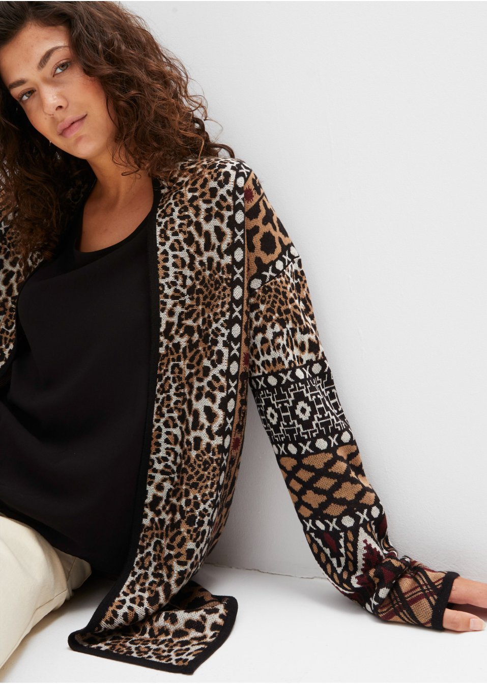 Gilet en maille avec jacquard multi-motifs