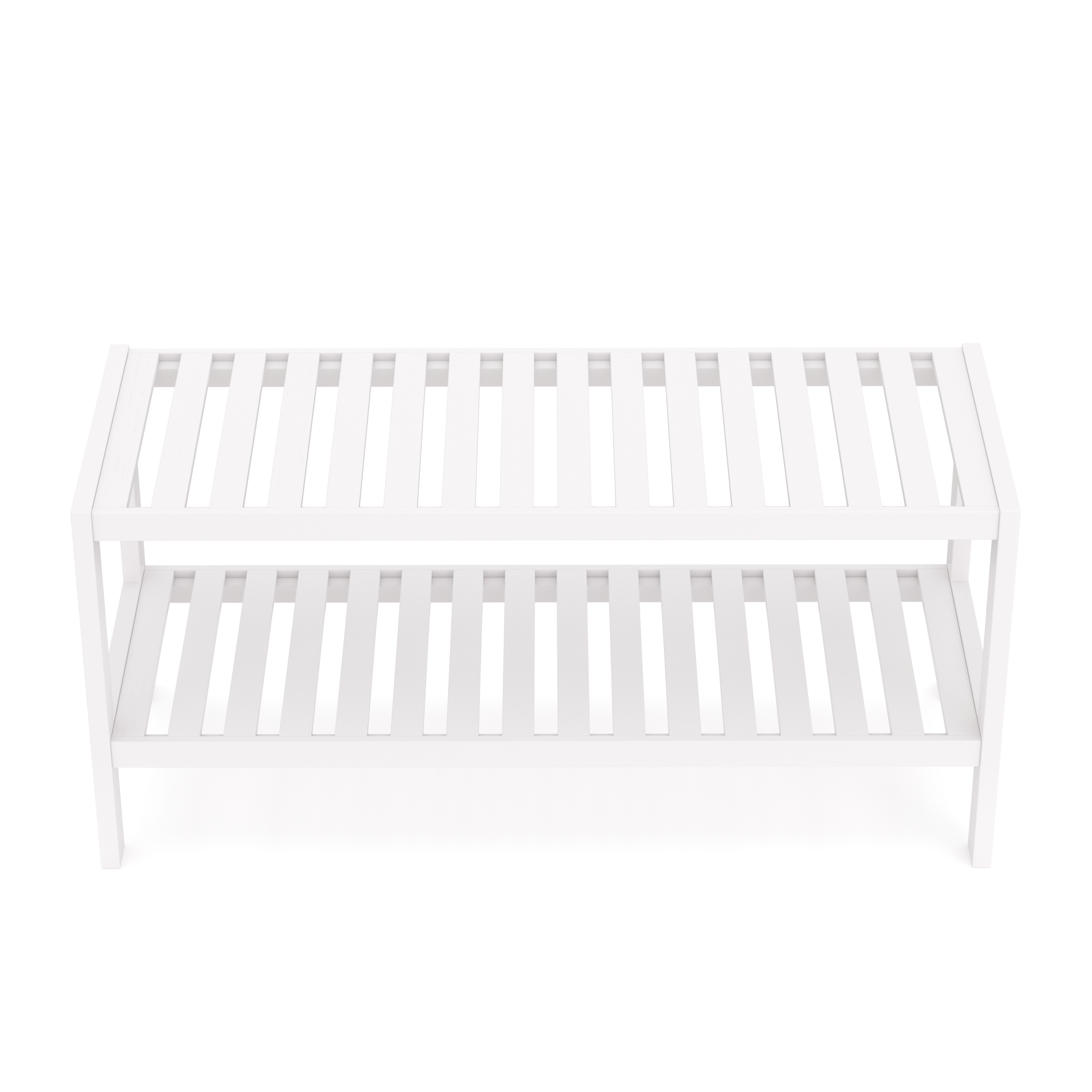 Schuhregal Bambus 2 Tablare 70 x 26 x 33 cm weiss