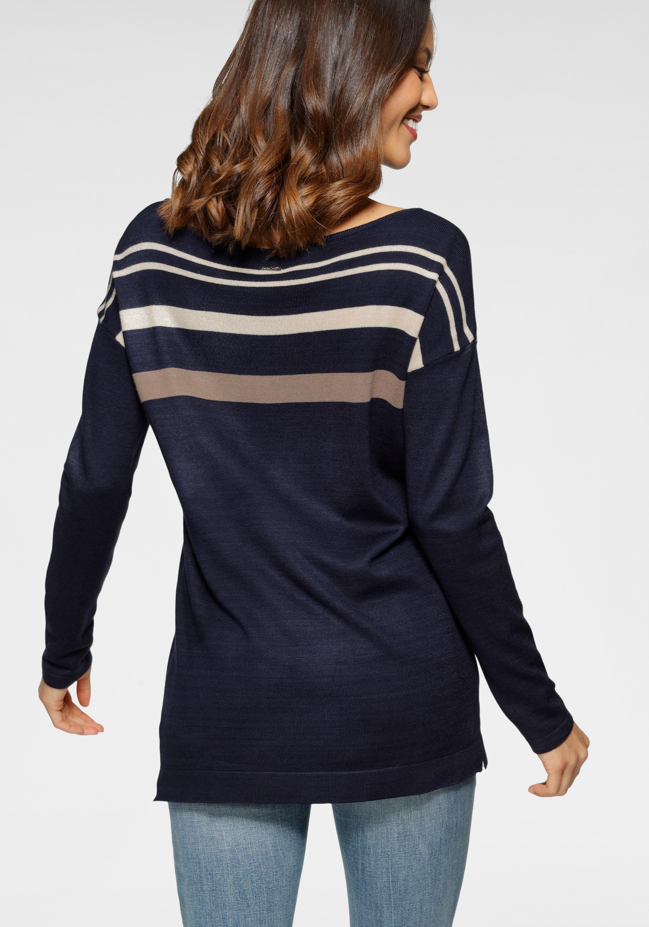 Laura Scott Strickpullover , in Streifen-Design mit Glitzersteinen