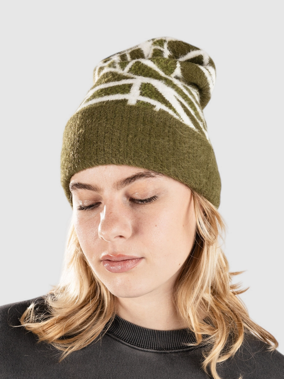 Coal Solstice Beanie olive gridlock