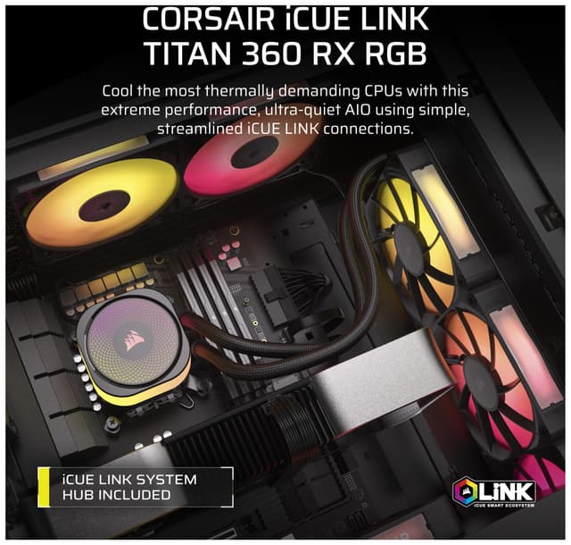 Corsair iCUE LINK TITAN 360mm RX RGB CPU-vandkøler (sort)