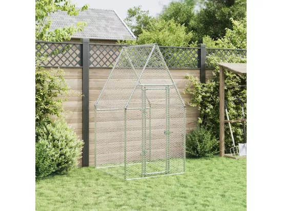 Cage pour poules argenté 100x100x190 cm acier galvanisé