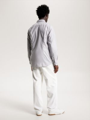 Camisa Oxford Slim Fit com Estampa de Bandeira