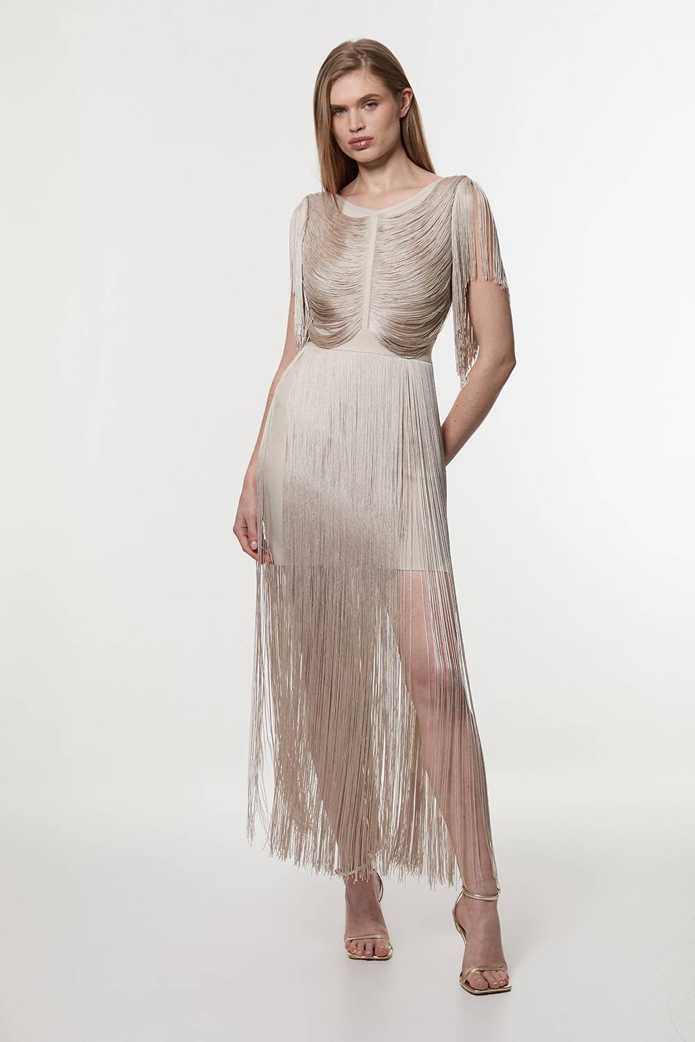 KarenMillen Robe Mini Tricotée À Franges Drapées Maxi Petite