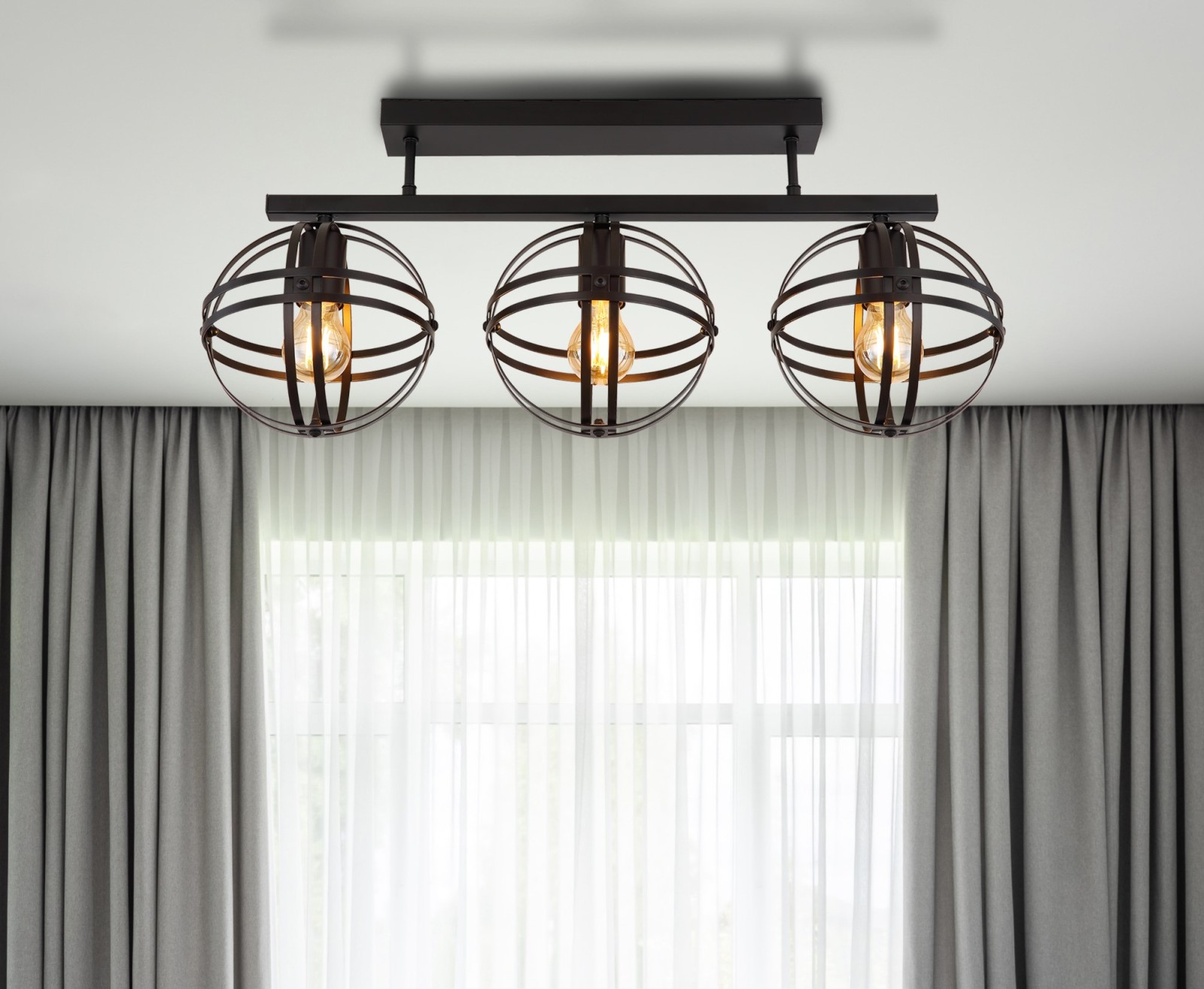 Deckenlampe - schwarz matt - 3-flammig - 70 cm