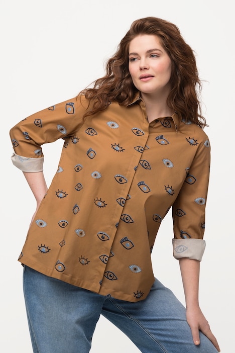 Bluse, Augen, Hemdkragen, Langarm, Biobaumwolle