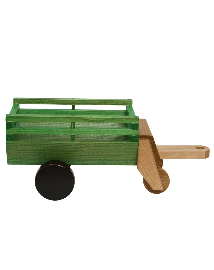 Heu-Ladewagen aus Holz in grün-natur