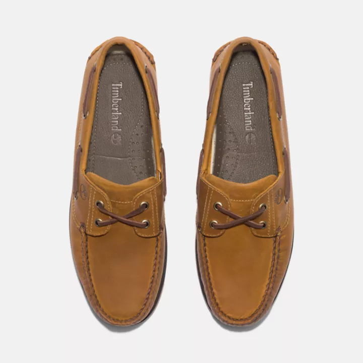 Chaussures bateau classique en cuir pour homme en jaune