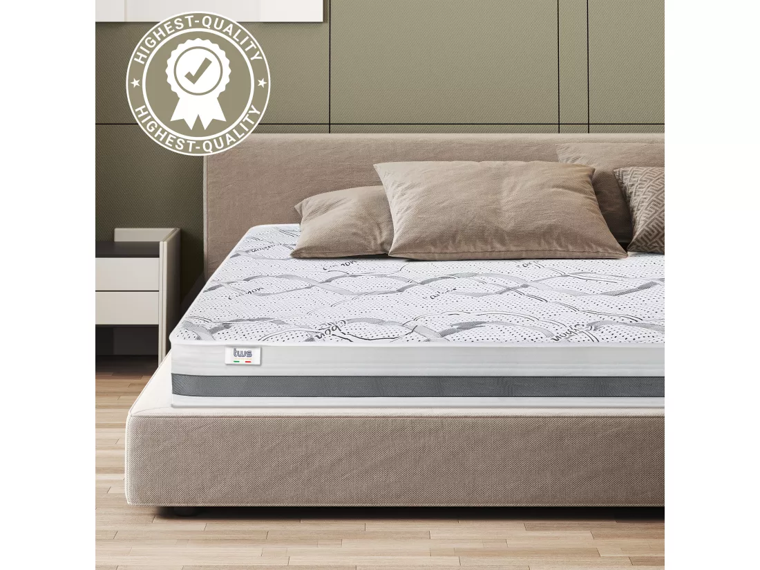 Matelas Double King-Size 180x200 à mémoire de forme | Premium Quality | Hauteur 20 cm | Made in Italy