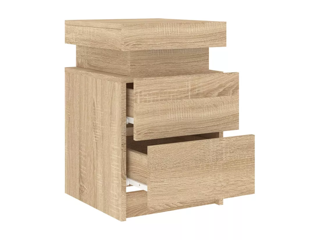 Table de chevet avec lumières LED chêne sonoma 35x39x55 cm
