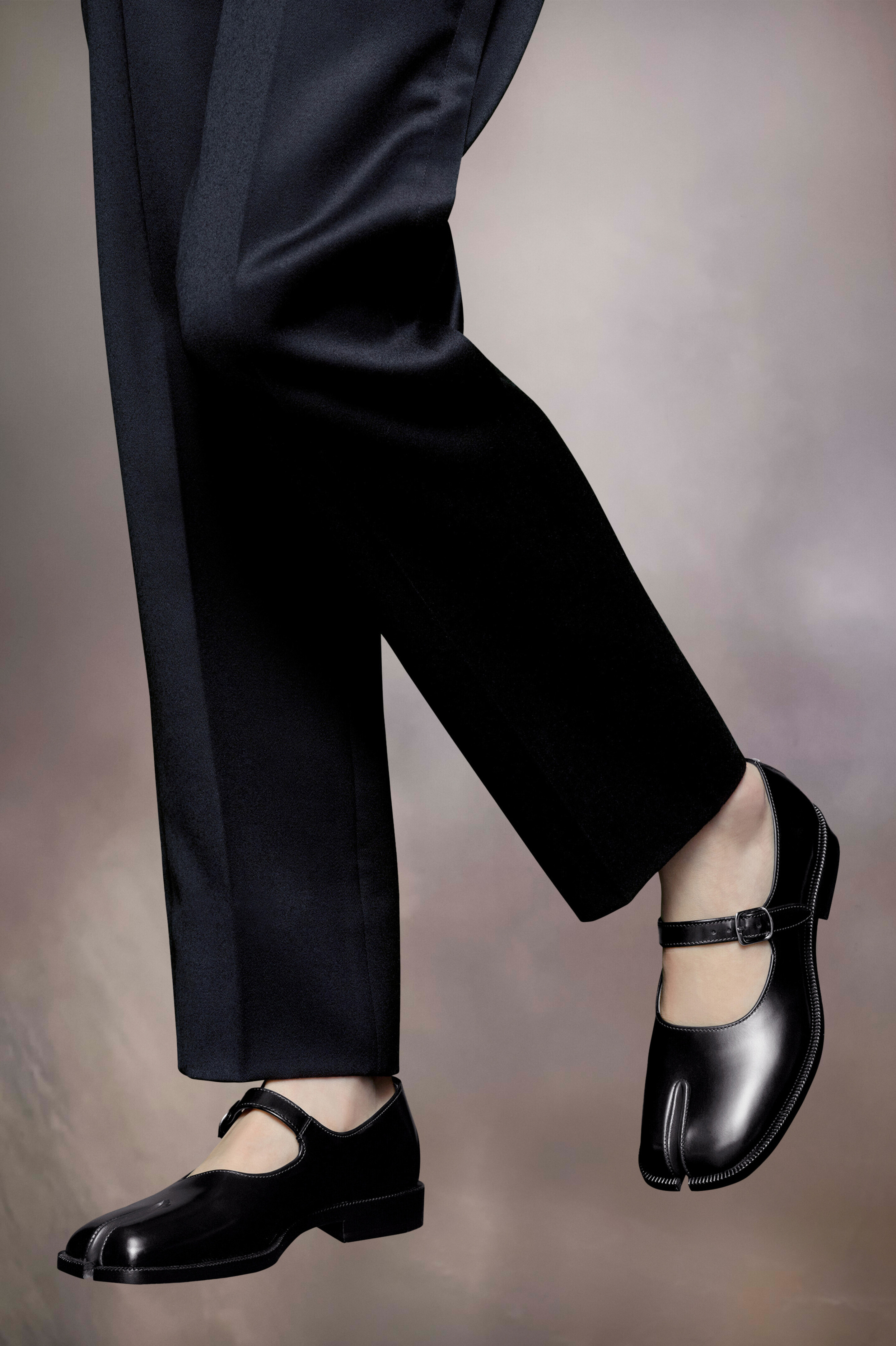 Mary-Janes Tabi noires en cuir pour femme Noir