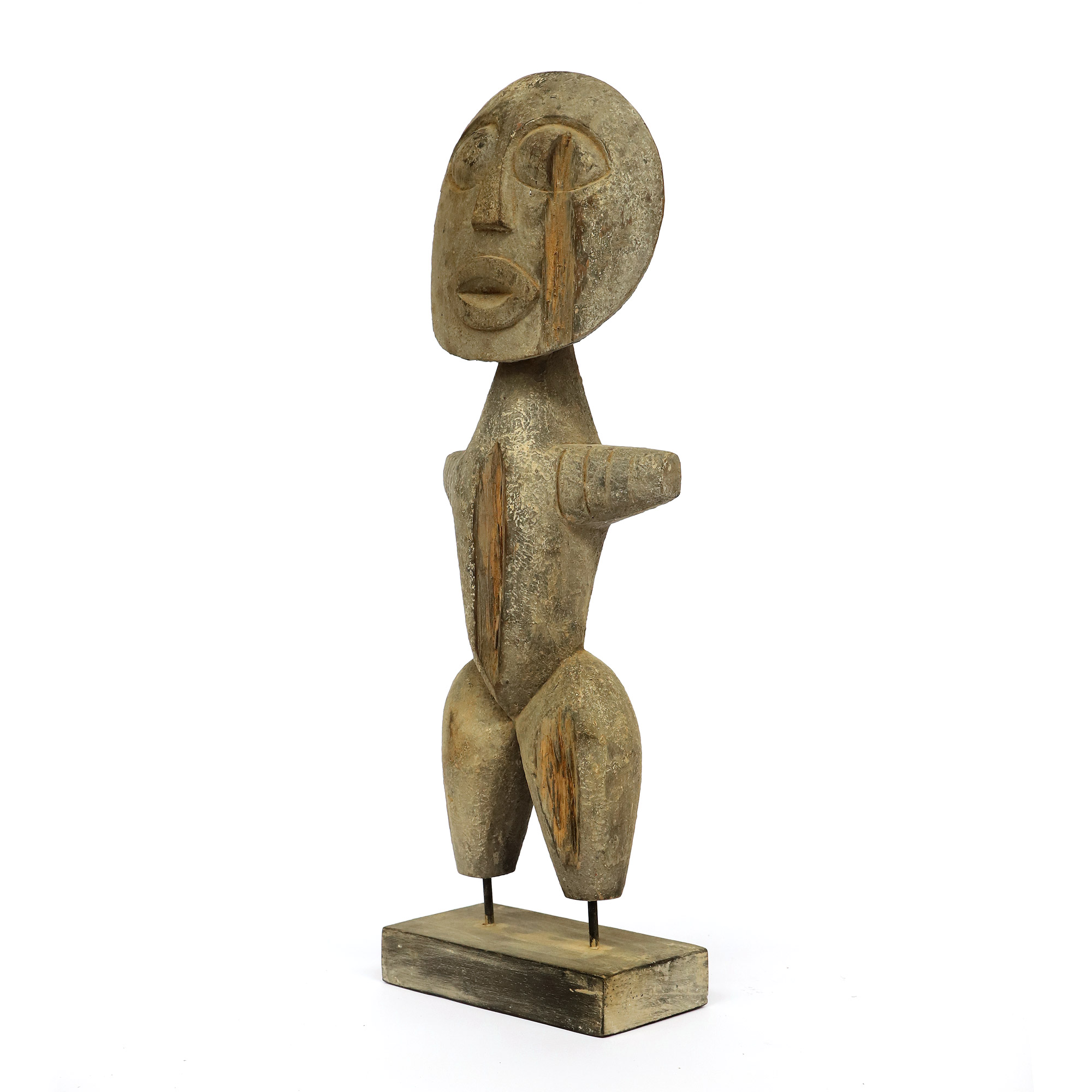 Primitive Holzskulptur L, H 57 cm, B 19 cm, L 10 cm von fischer's lagerhaus