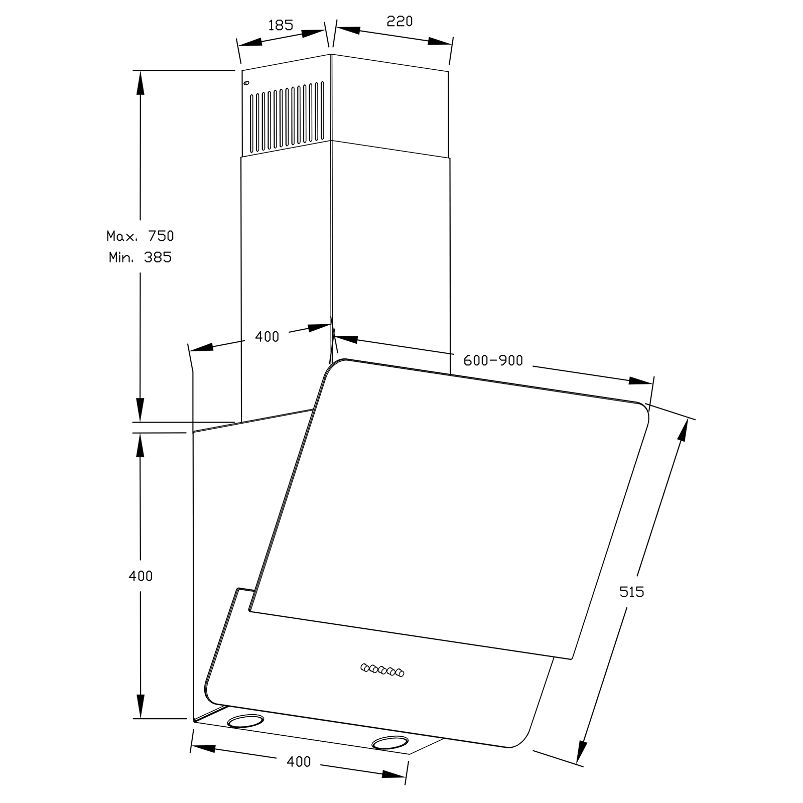 INTERPLAN Kopffreihaube SPLIT BLACK - 90 cm - D