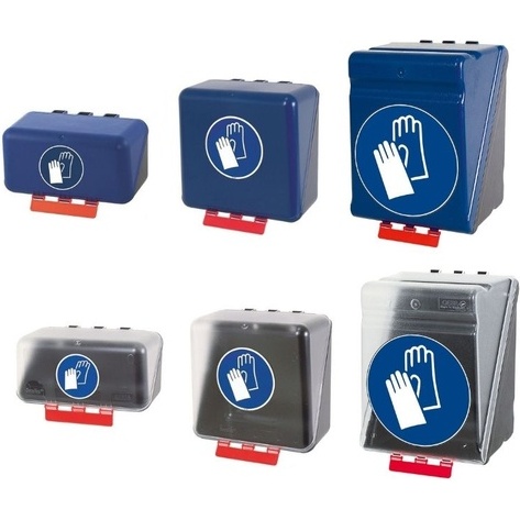 Boîte de rangement - Gants protection - Bleue/Transparente