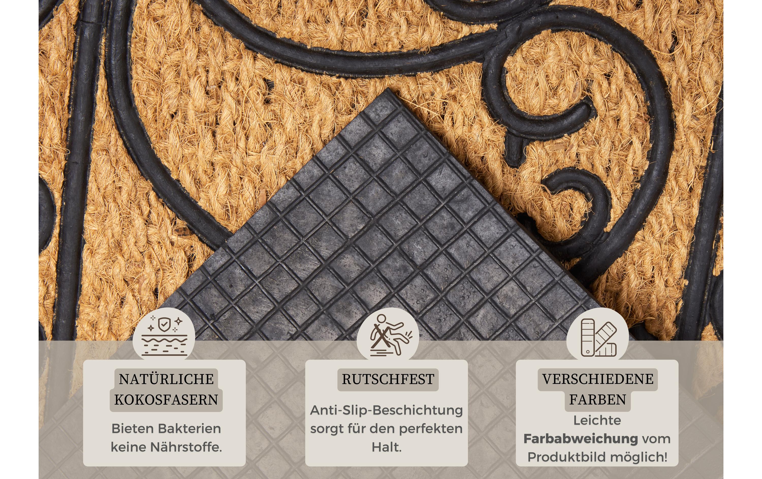 Fussmatte Ornament 45 cm x 75 cm, Braun/SchwarzRutschfeste Türmatte