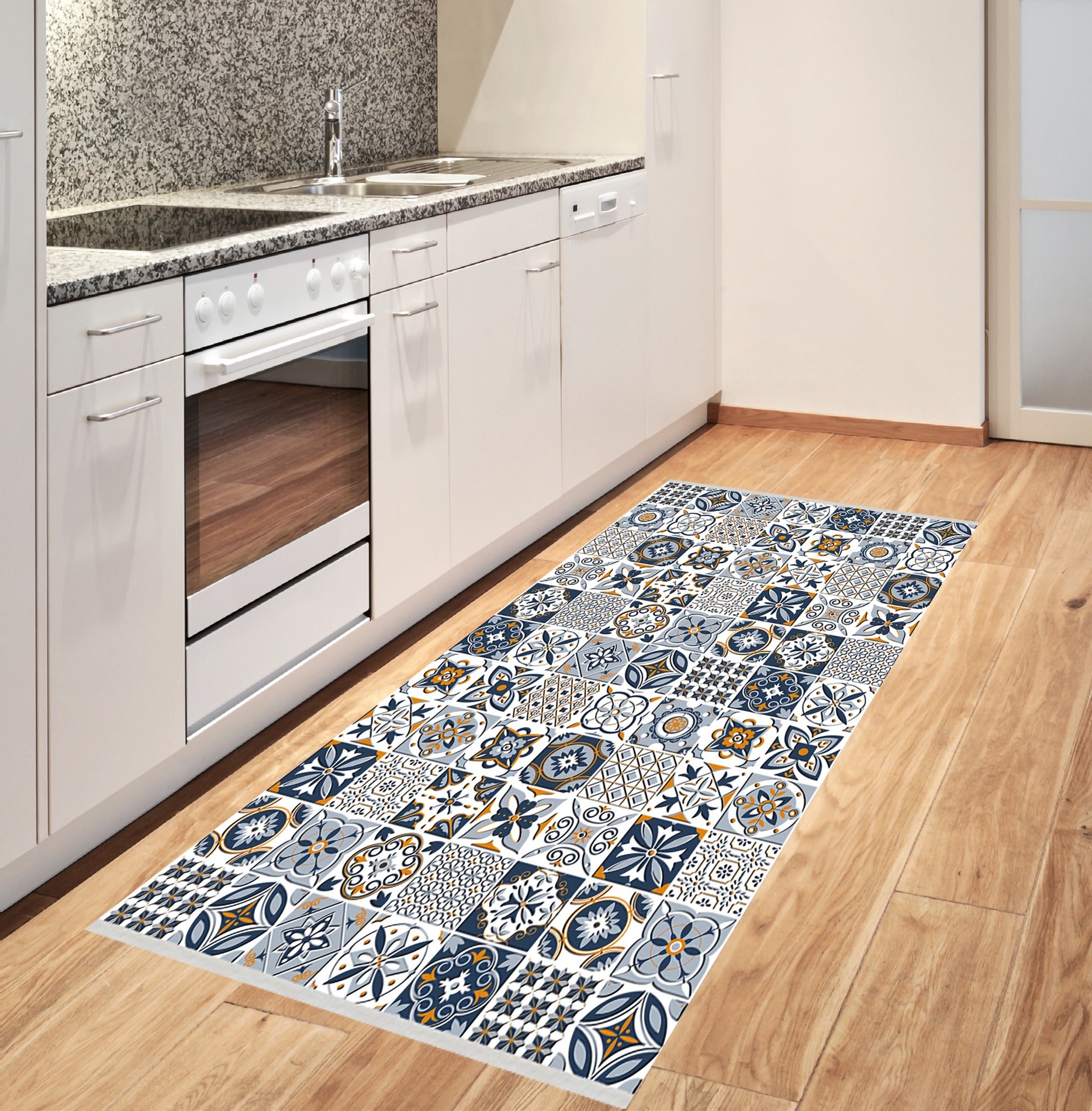 Mani Textile TPS_TREN_00 - Tapis de Cuisine Carreaux de Ciment