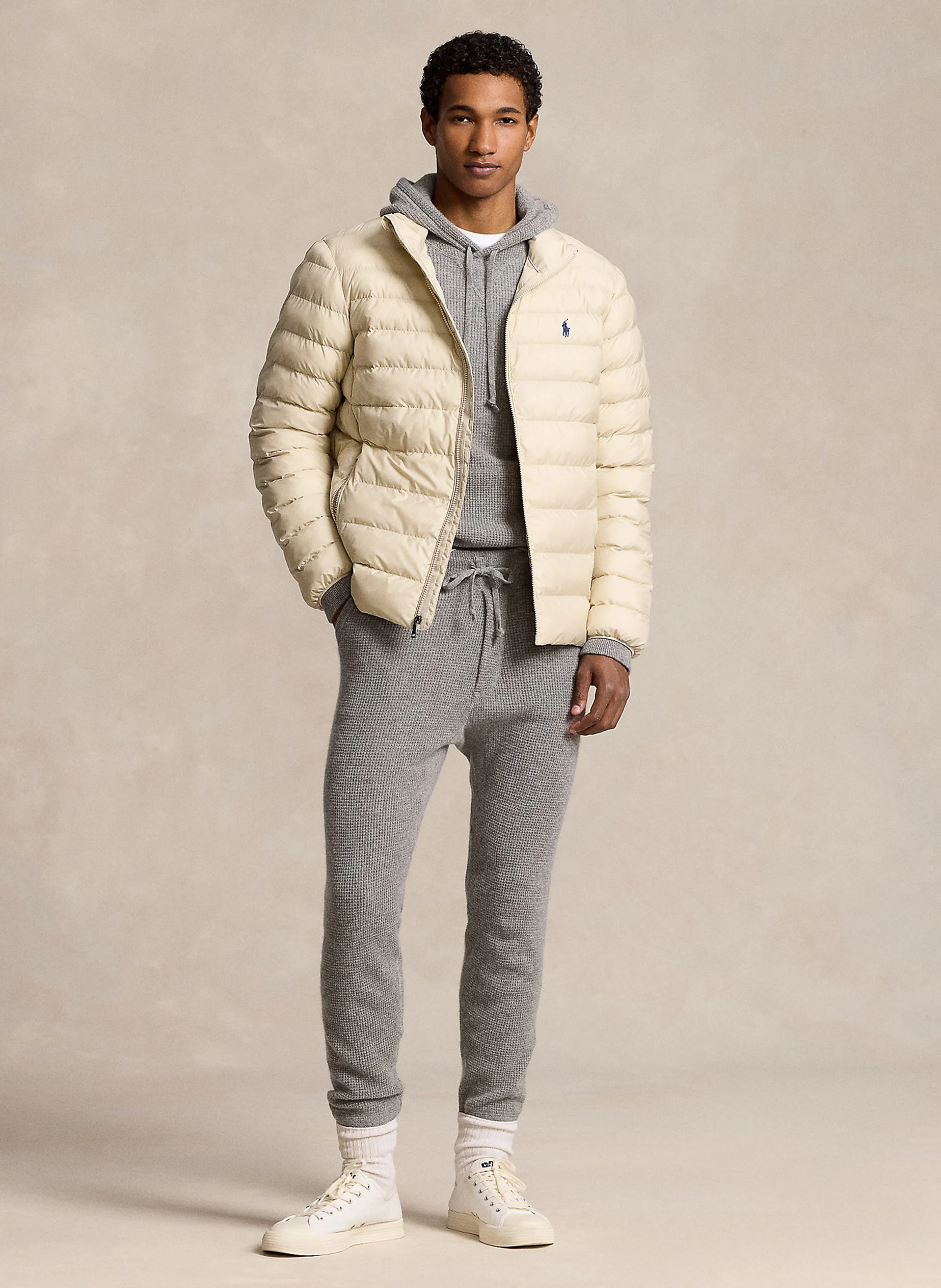 Doudoune col montant| Beige
