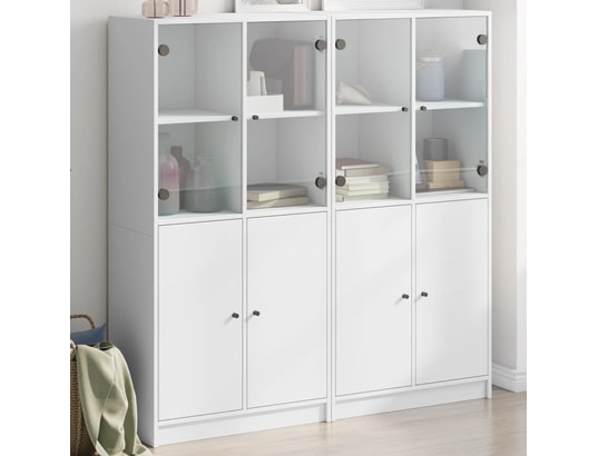 VIDAXL - Bibliothèque avec portes blanc 136x37x142 cm bois d'ingénier...