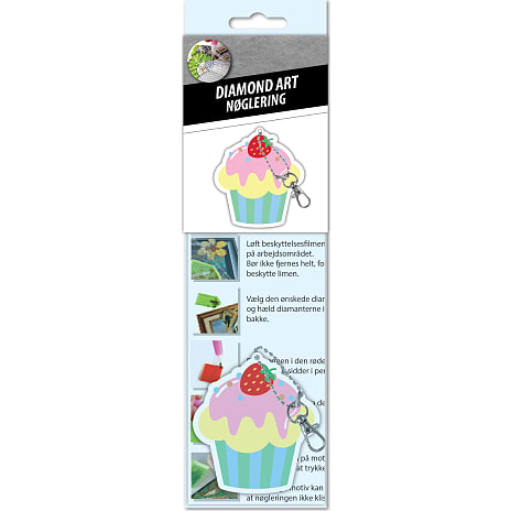 Diamond art cupcake nøglering - 8x7,5 cm