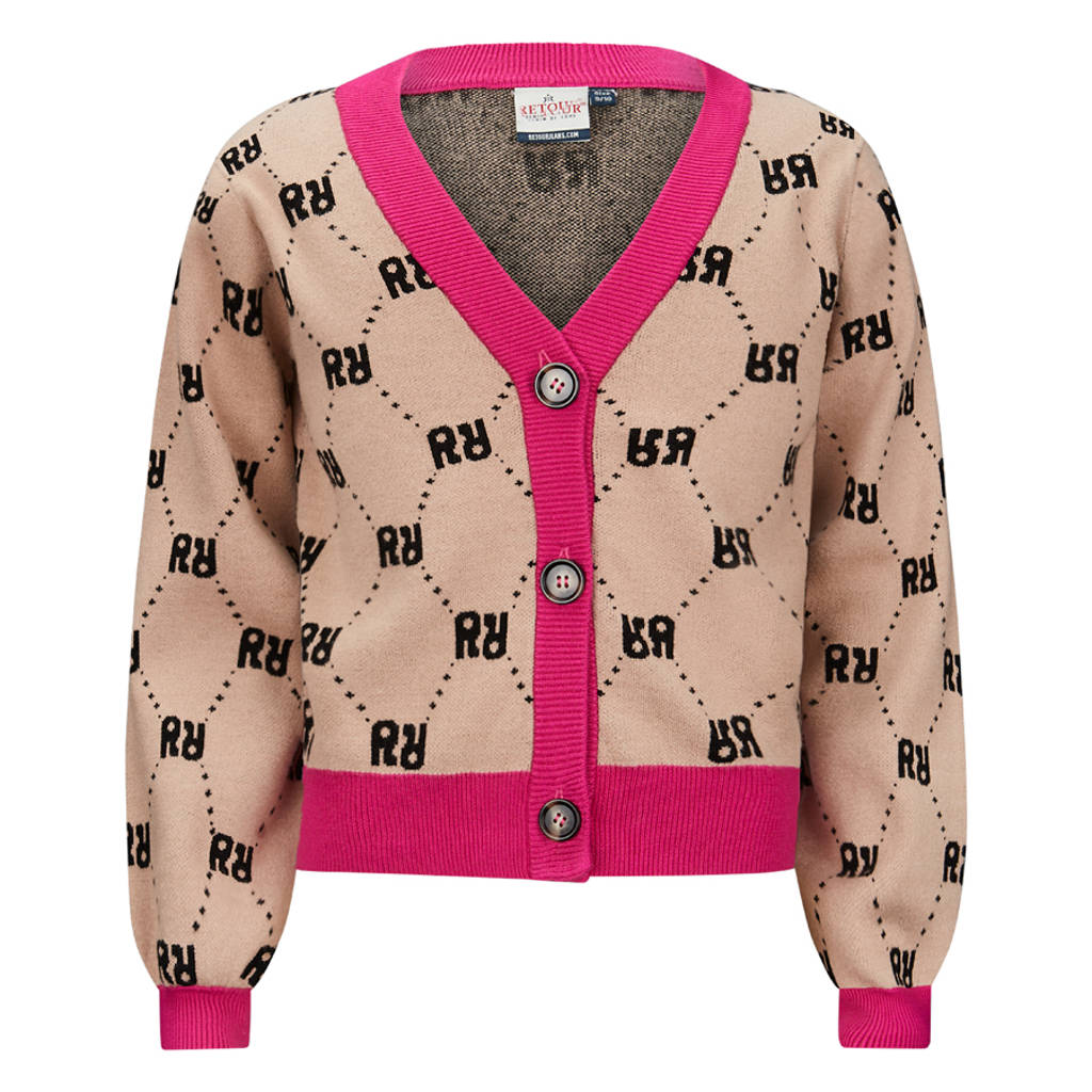 Retour Jeans vest Fayenne met all over print zand/fuchsia/zwart