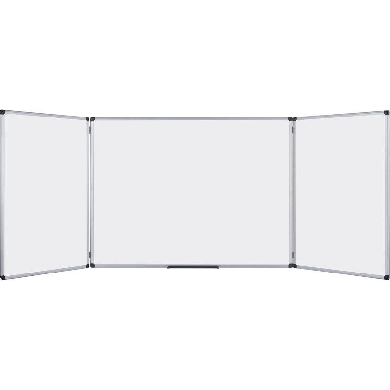 Tableau blanc magnétique Maya Trio Bi-Office, surface en acier laqué, cadre en aluminium, 90 x 60 cm