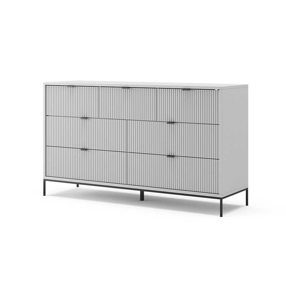 Vicco Sideboard Eliza 140 x 42 cm, Grau, Wohnzimmerschrank mit 7 Schubladen