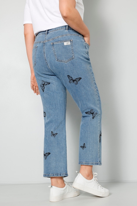 7/8-Jeans, Straight Fit, Schmetterlinge, 5-Pocket