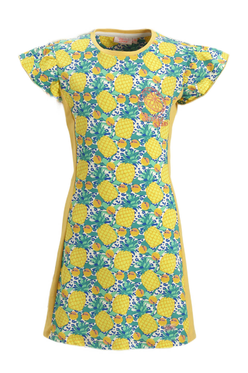 Orange Stars A-lijn jurk Magareth met all over print en ceintuur multi